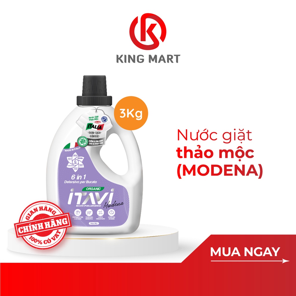 Nước Giặt Thảo Mộc ITAVI Nước Giặt Chống Dị Ứng Modena Can 3Kg