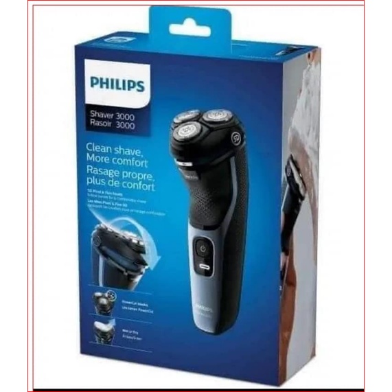 Máy cạo râu không dây (sạc điện) dành cho nam Philips S3133 / 51 Series 3000 đời mới, hiện đại (cạo ướt, cạo khô)