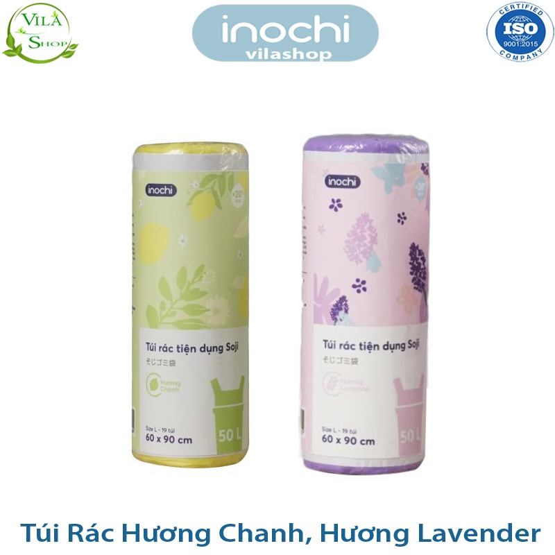 [Lô 4 Cuôn ] Túi Đựng Rác, Túi Rác Tự Huỷ Nhiều Màu - Hương Chanh - Hương Lavender Có Quai Tiện Dụng