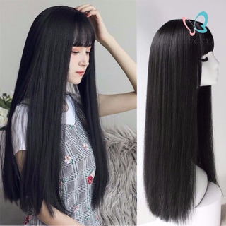 Tóc giả dài thẳng màu đen chịu nhiệt 65cm dành cho nữ