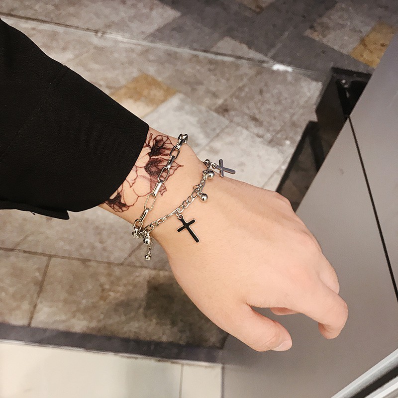 Vòng Tay Thép Titan Mặt Thánh Giá B683 Phong Cách Độc Đáo