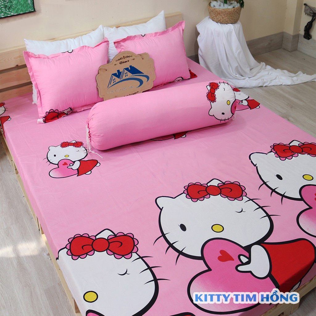 Bộ ga gối m6/m8/2m2 drap giường poly, ga trải giường + 2 vỏ gối nằm đơn giản ketty hồng Bedding