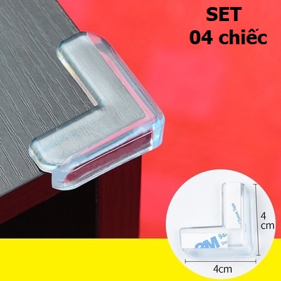 Set 4 Miếng Silicon Bịt Góc Bàn Bảo Vệ An Toàn Cho Bé, Miếng Bọc Góc Bàn Trong Suốt, An Toàn, Tiện Dụng. Kingler 5500