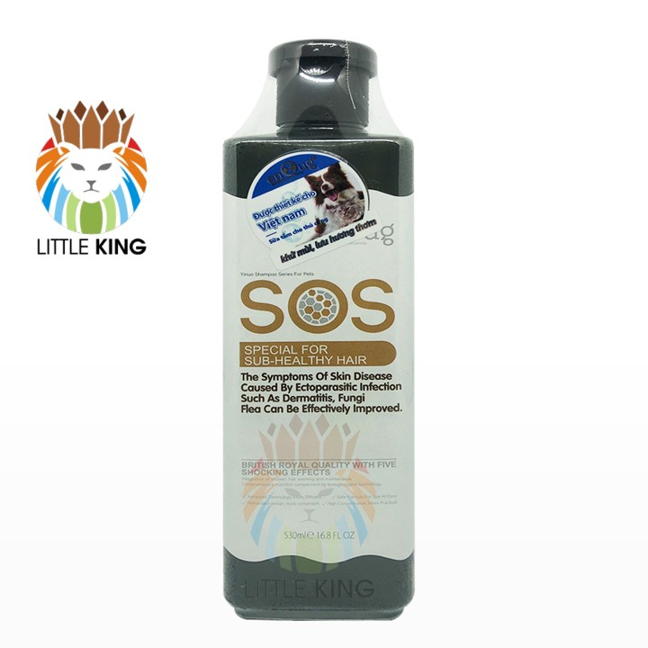Sữa tắm SOS cho chó mèo dung tích 530ml giúp khử mùi, mượt lông Little King pet shop