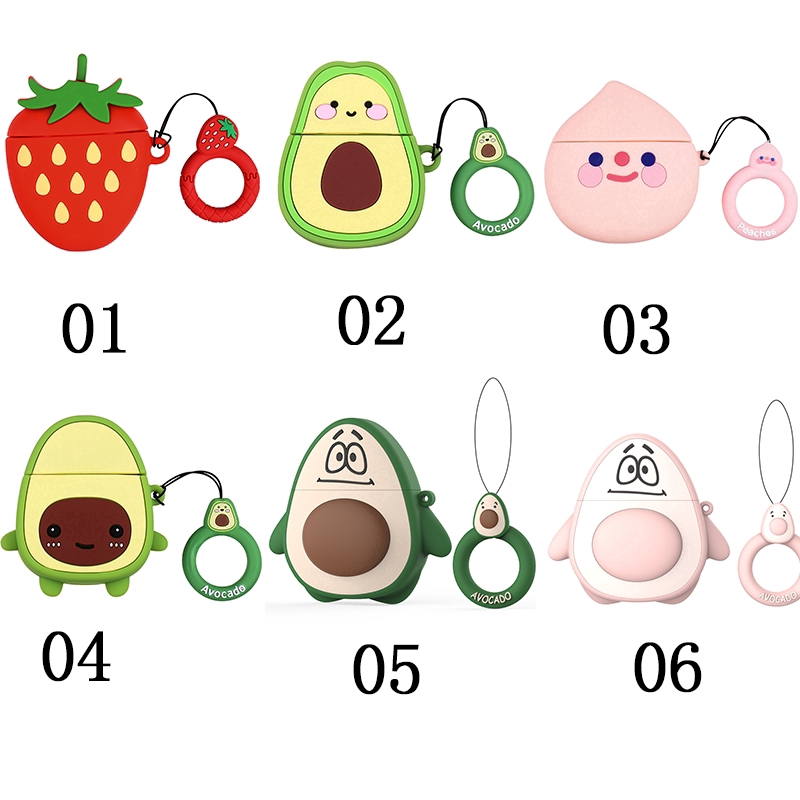 Hộp đựng hoa văn trái bơ dễ thương cho Apple Airpods Tai nghe Bluetooth không dây Vỏ silicon cho Airpods 1/2 Vỏ