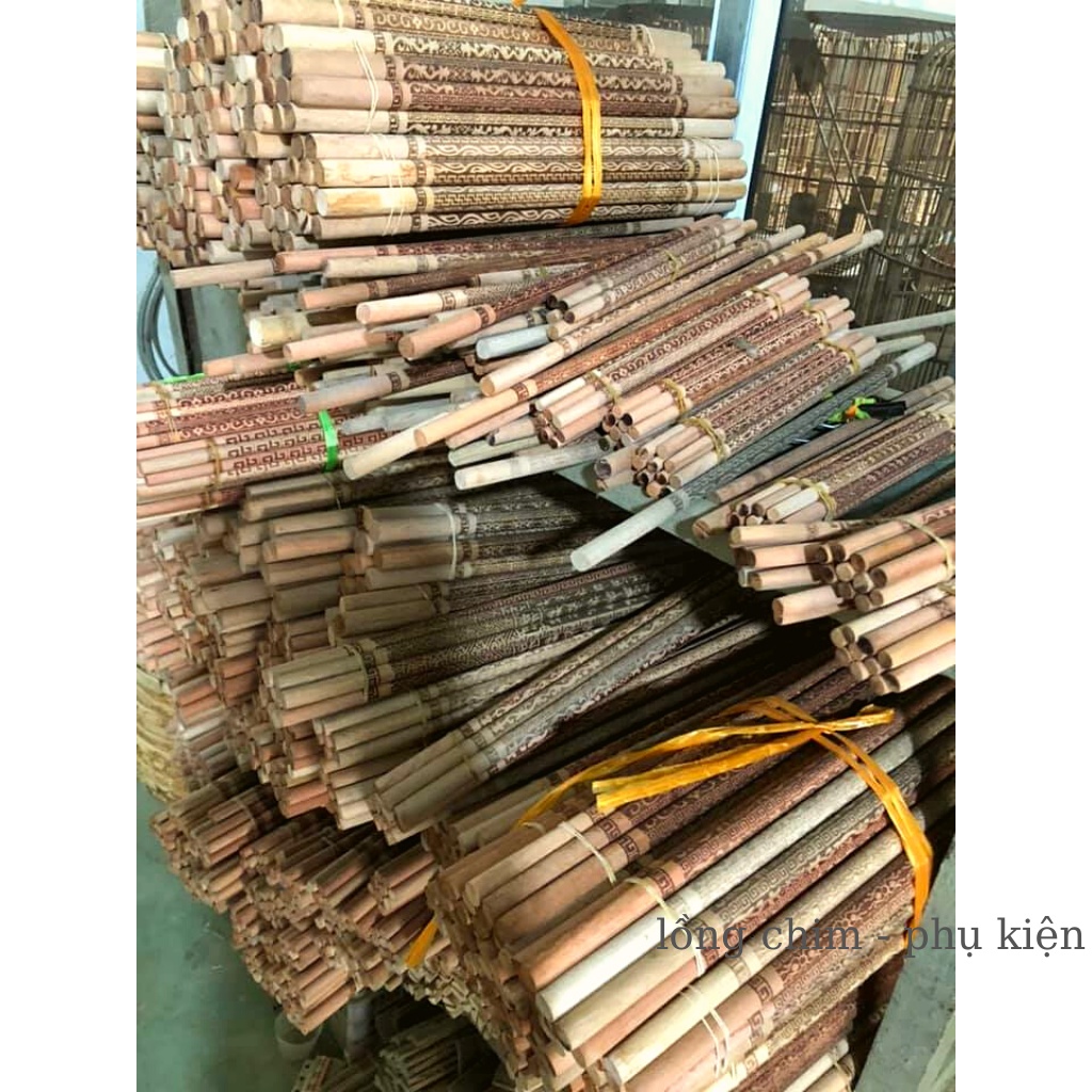 Cầu thẳng gỗ lồng chim chào mào, chòe, họa mi Cầu chim in laze họa tiết đẹp