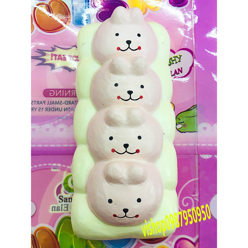 SQUISHY BÁNH THỎ HỒNG 4 TẦNG