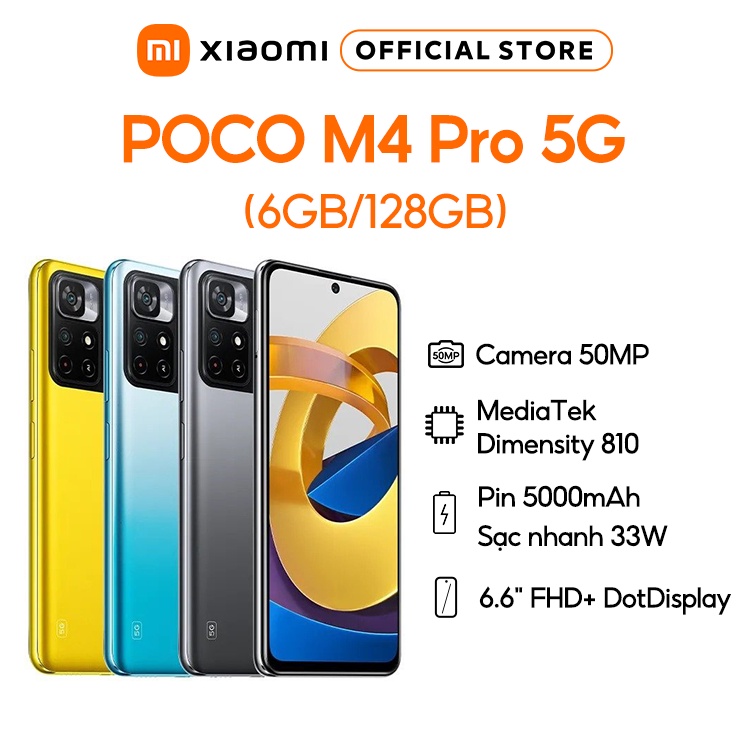 Điện thoại Xiaomi POCO M4 Pro 6GB/128GB | Pin 5000mAH | Sạc nhanh 33W | Camera 50MP