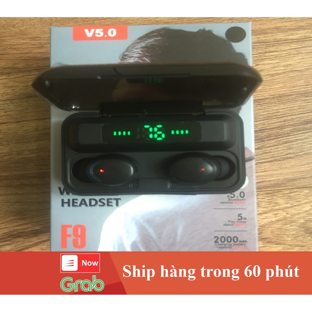 Tai Nghe Bluetooth F9 Bản QUỐC TẾ có Nút Cảm Ứng Bluetooth 5.0 Pin 280 Giờ Kiêm Hợp Sạc Dự Phòng thời trang