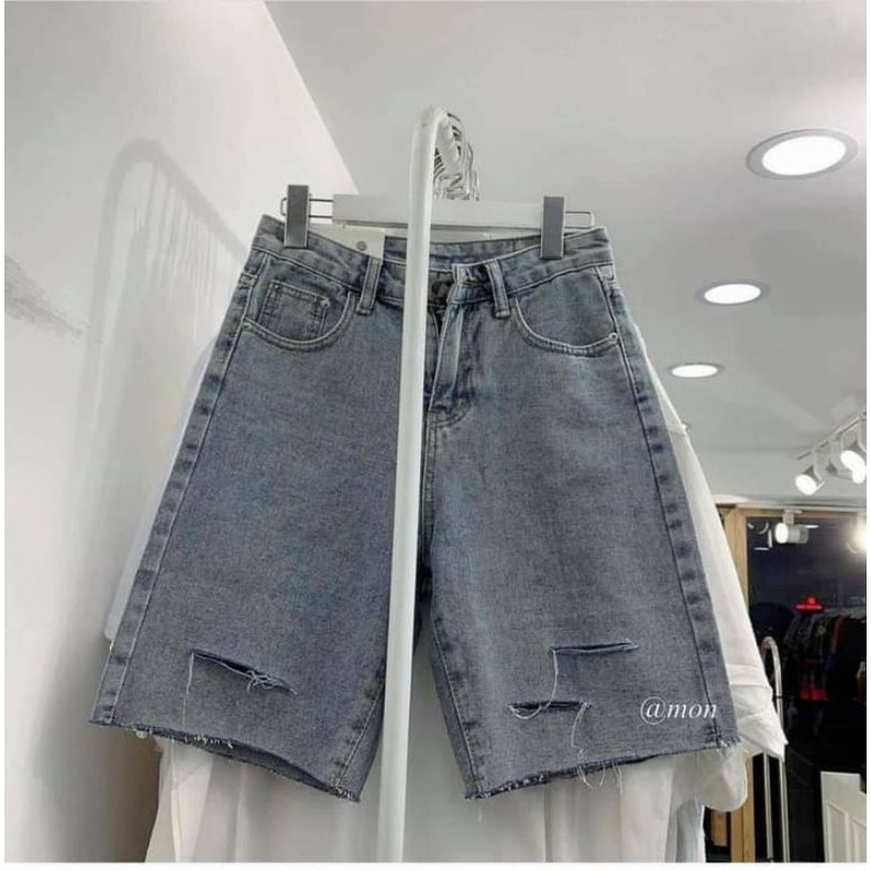 Quần ngố bò rách gối 3 vạch