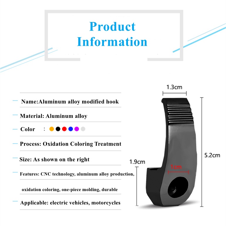 J.o.y Móc Treo Mũ Bảo Hiểm Bằng Hợp Kim 6 Màu Thông Dụng Chống Lưỡi Dao Cho Xe Máy #119
