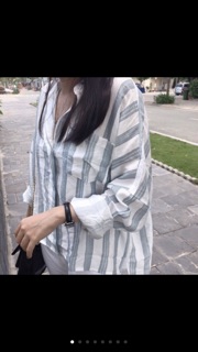 ÁO SƠ MI SỌC OVERSIZE CHẤT XÔ ĐẸP _ hình thật