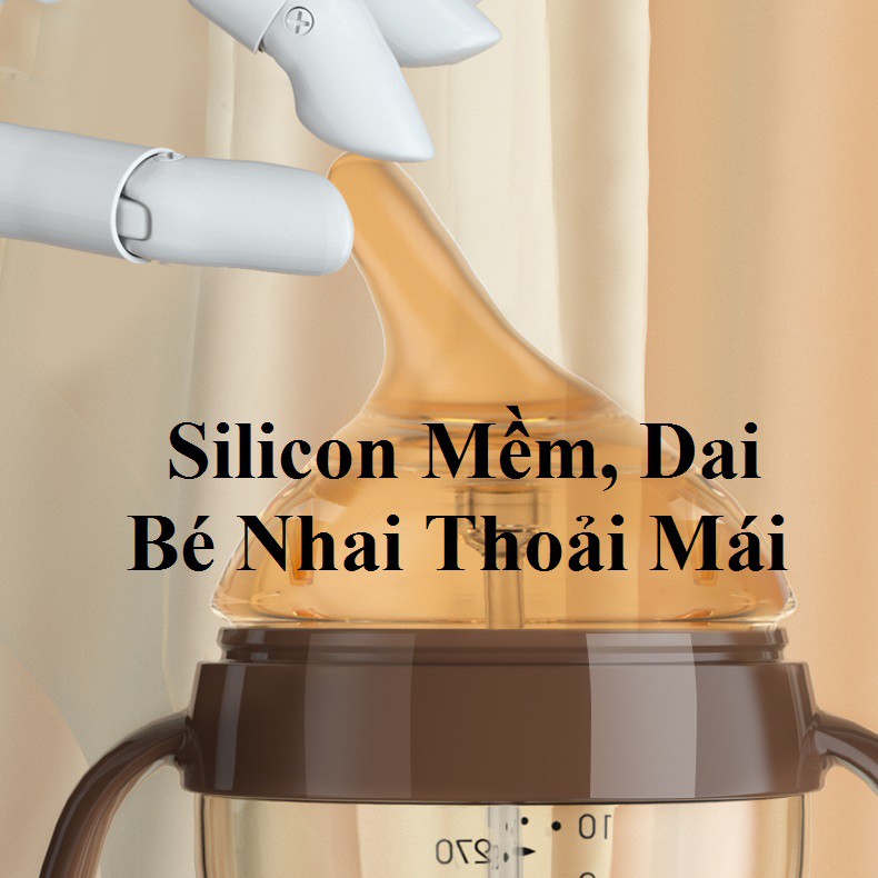 Bình sữa nhựa KAMIDI cao cấp kết hợp núm sữa silicon thiết kế mô phỏng đầu ti mẹ 210ML VÀ 300ML