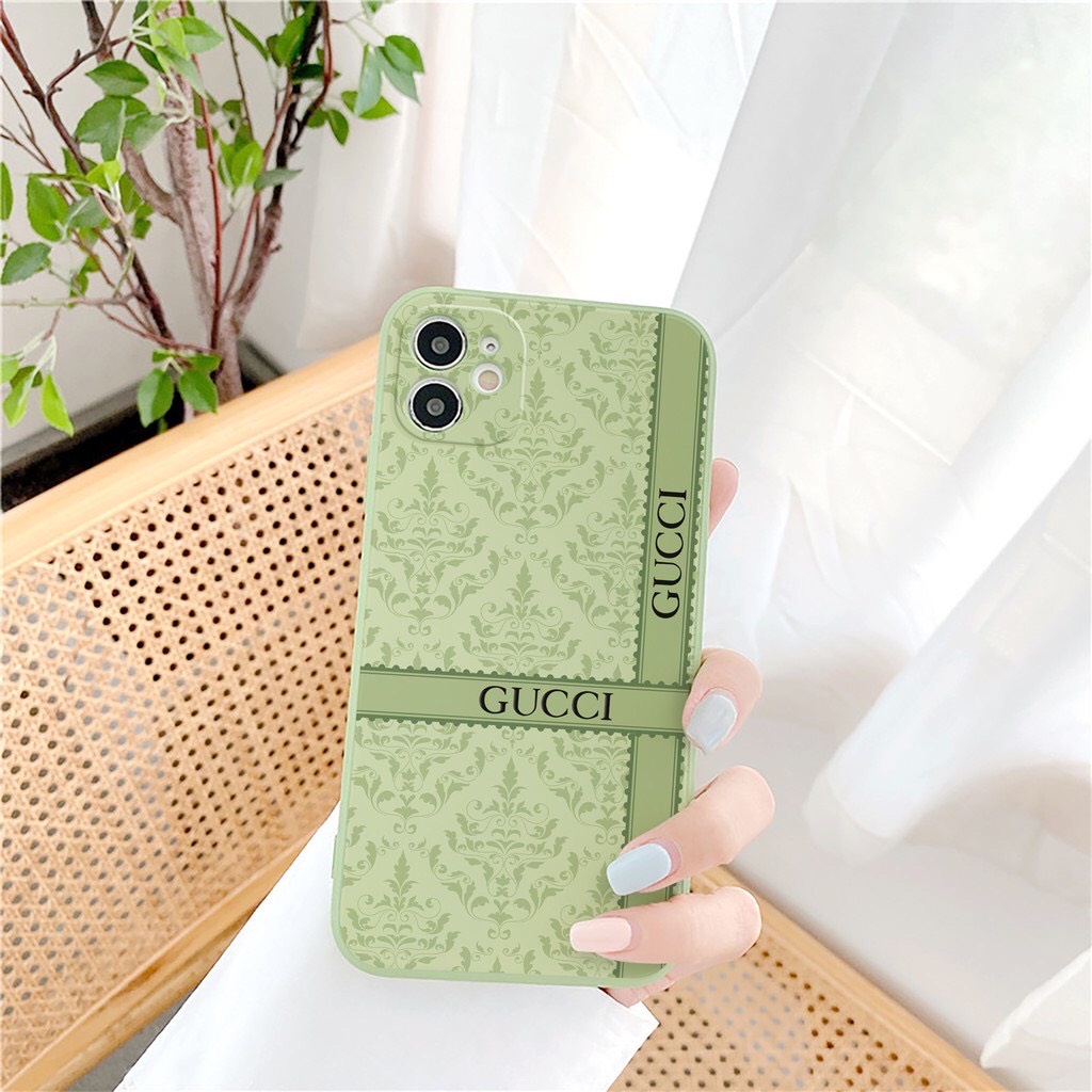 Ốp lưng iphone Họa Tiết G.u.c.ci Hoa Lá dẻo cạnh vuông bảo vệ camera 7plus/8plus/x/xs/xsmax/11/12/13/pro/promax