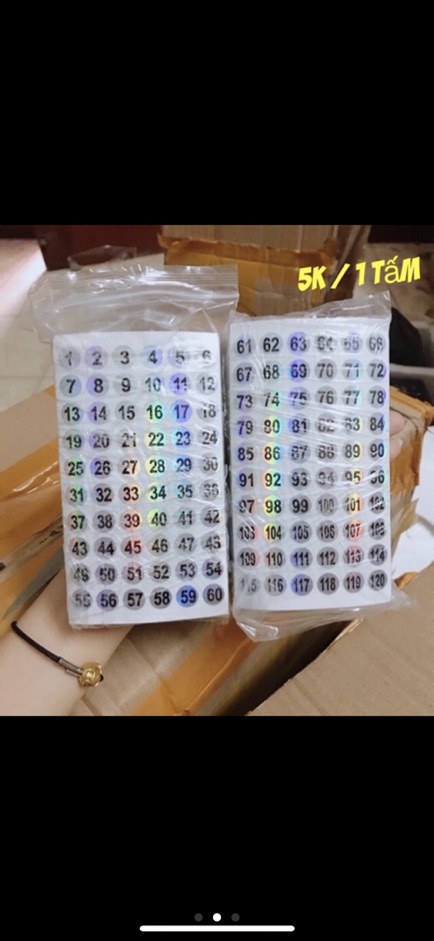 Tem dán số từ 1-300