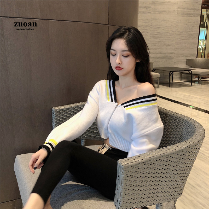 SUXI Áo Len Dài Tay Cổ Chữ V Thời Trang Theo Phong Cách Hàn Quốc Dành Cho Nữ