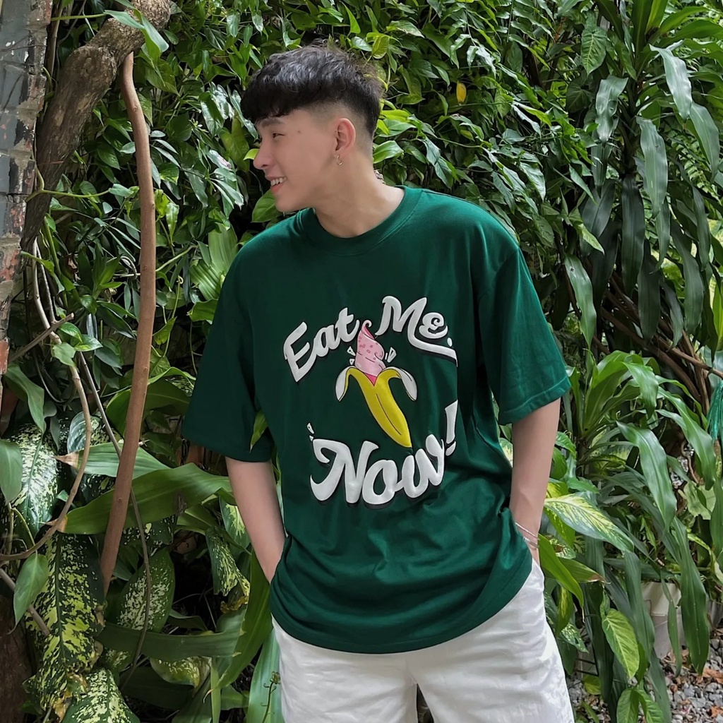 YOSICLUB ÁO THUN xanh EATMENOW OVERSIZE TEE