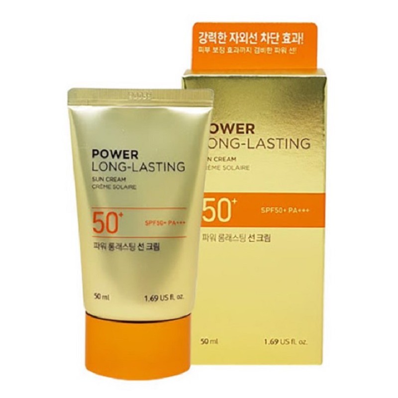 Kem Chống Nắng Lâu Trôi The Face Shop Power Long-Lasting Sun Cream Spf50+/Pa+++ Hàn Quốc, Tuýp 50ml