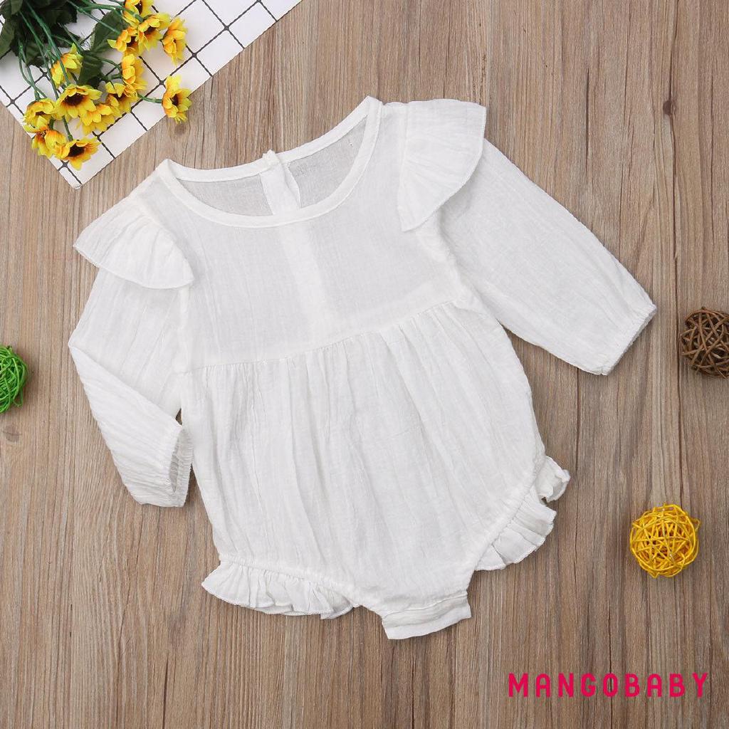 8vb-bộ áo liền quần dài tay cho bé gái mới biết đi Ruffle Body Trang phục