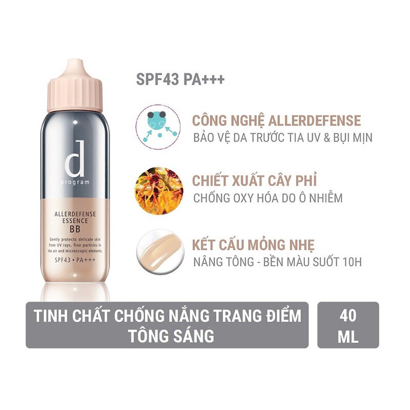 Kem Chống Nắng D Program Trang Điểm Dạng Tinh Chất Allerdefense Essence Bb 40ml - Viebeauty