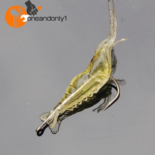 Mồi Câu Cá Giả Hình Tôm Mềm 4cm Phát Sáng Trong Tối Kèm Móc Tiện Dụng