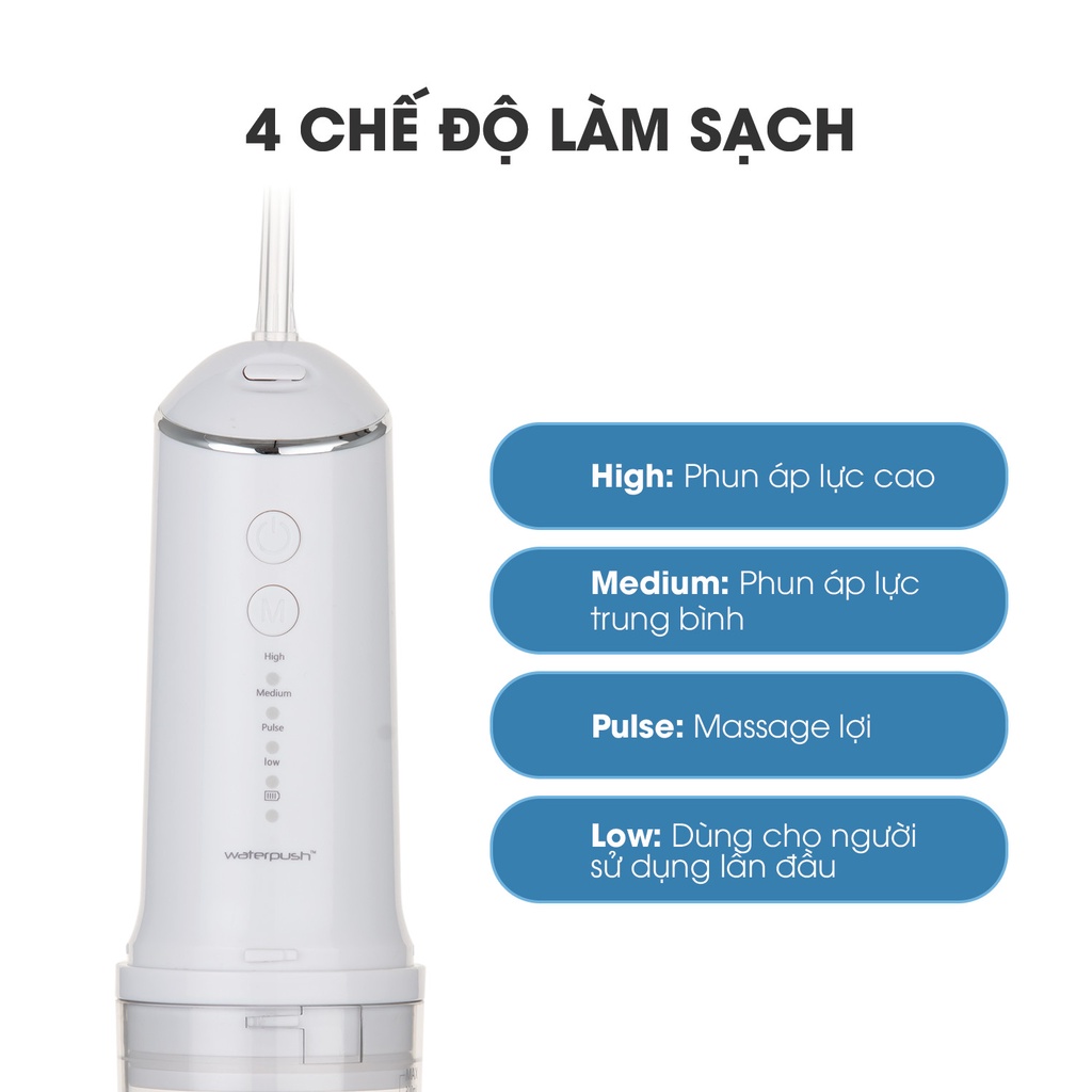 Combo Máy tăm nước Du Lịch WaterPush 1904 màu Trắng + Kem đánh răng Phoca chính hãng Thái Lan