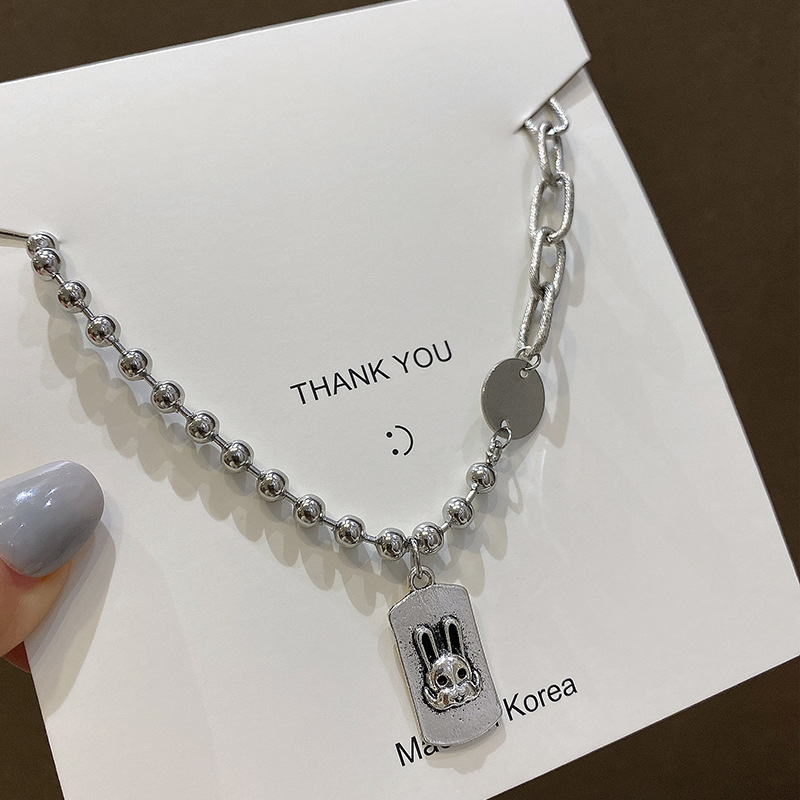 Dây chuyền thép titan phối mặt hình thỏ xinh xắn độc đáo thời trang 22838