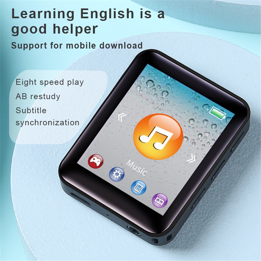 VIRWIR Máy Nghe Nhạc MP3 Màn Hình Toàn Diện Bluetooth Hỗ Trợ Đọc Sách E-book Kèm Tai Nghe Và Thẻ Nhớ 4G