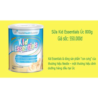 HSD 2023 SỮA  BỘT Kid ESSENTIALS VỊ VANI 800G - Úc -TĂNG CÂN(MẪU MỚI)