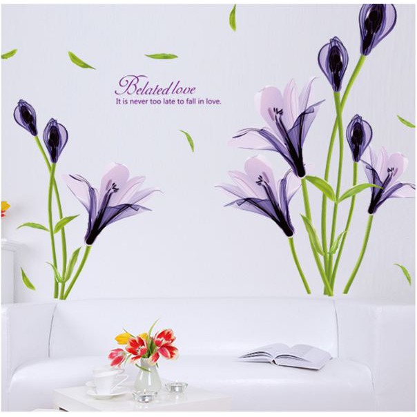 Decal trang trí Hoa Anh Thảo Tím