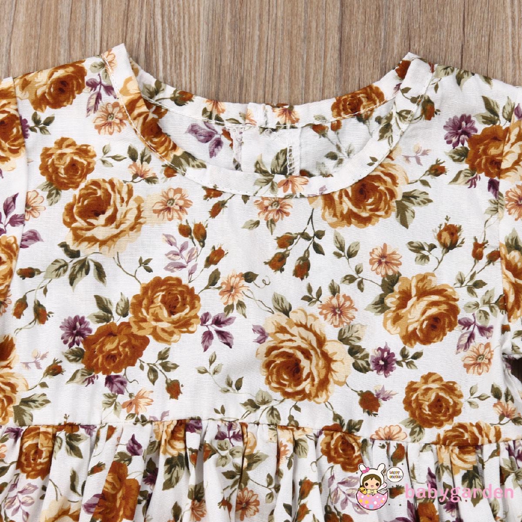 Set đồ liền thân họa tiết hoa dễ thương cho bé gái