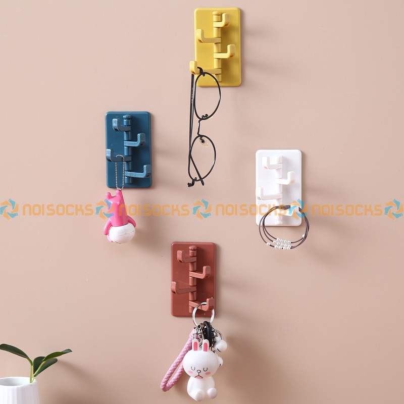 Móc treo đồ dán tường 4 nhánh đa năng Xoay 180 độ tiện dụng, chịu lực tốt dáng rễ cây-Khositatvo