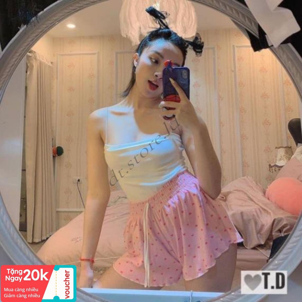 freeship Quần Short Nữ Chạy Viền Chấm Bi , Quần Đùi Nữ Cạp Chun 2 Màu V006