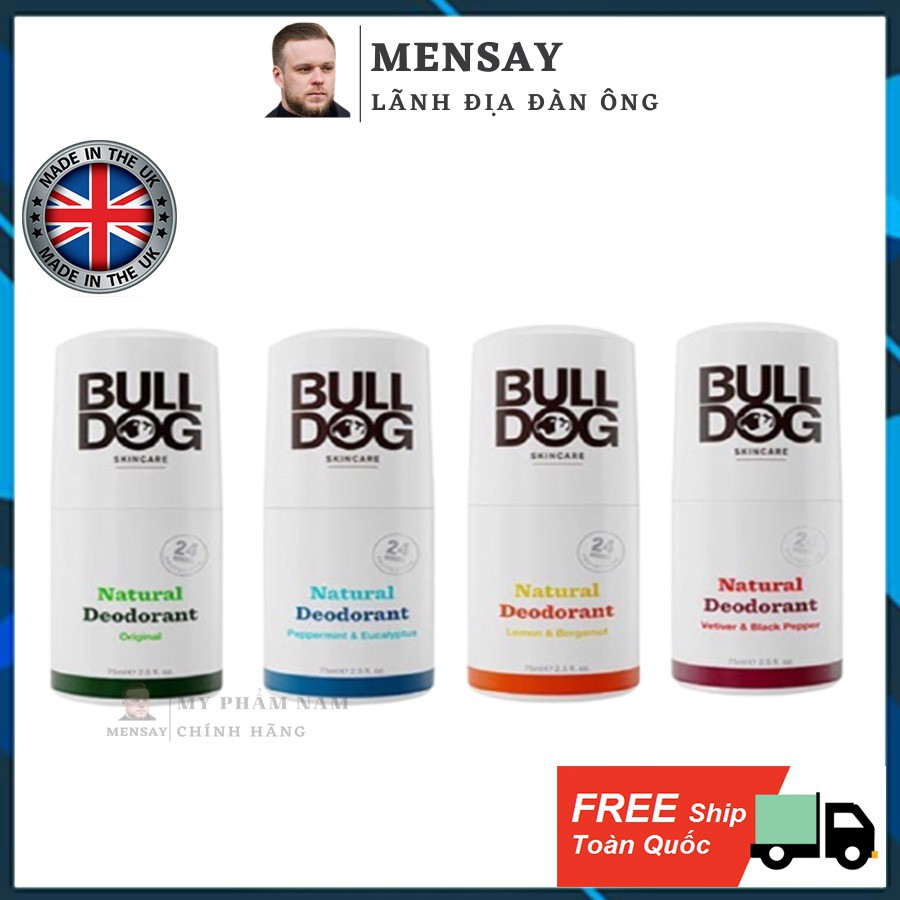 Lăn khử mùi cao cấp Bulldog, khử mùi 24h, thành phần từ thiên nhiên, hàng nhập khẩu UK