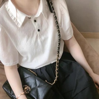 Áo phông cổ đức viền bèo, chất cotton mát mẻ, dáng basic