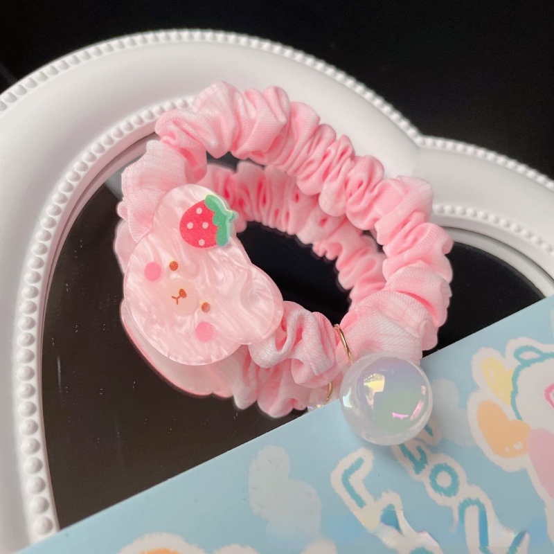 Dây Cột Tóc Bằng Vải Màu Kẹo Ngọt In Họa Tiết Cherry Hoạt Hình Dễ Thương Cho