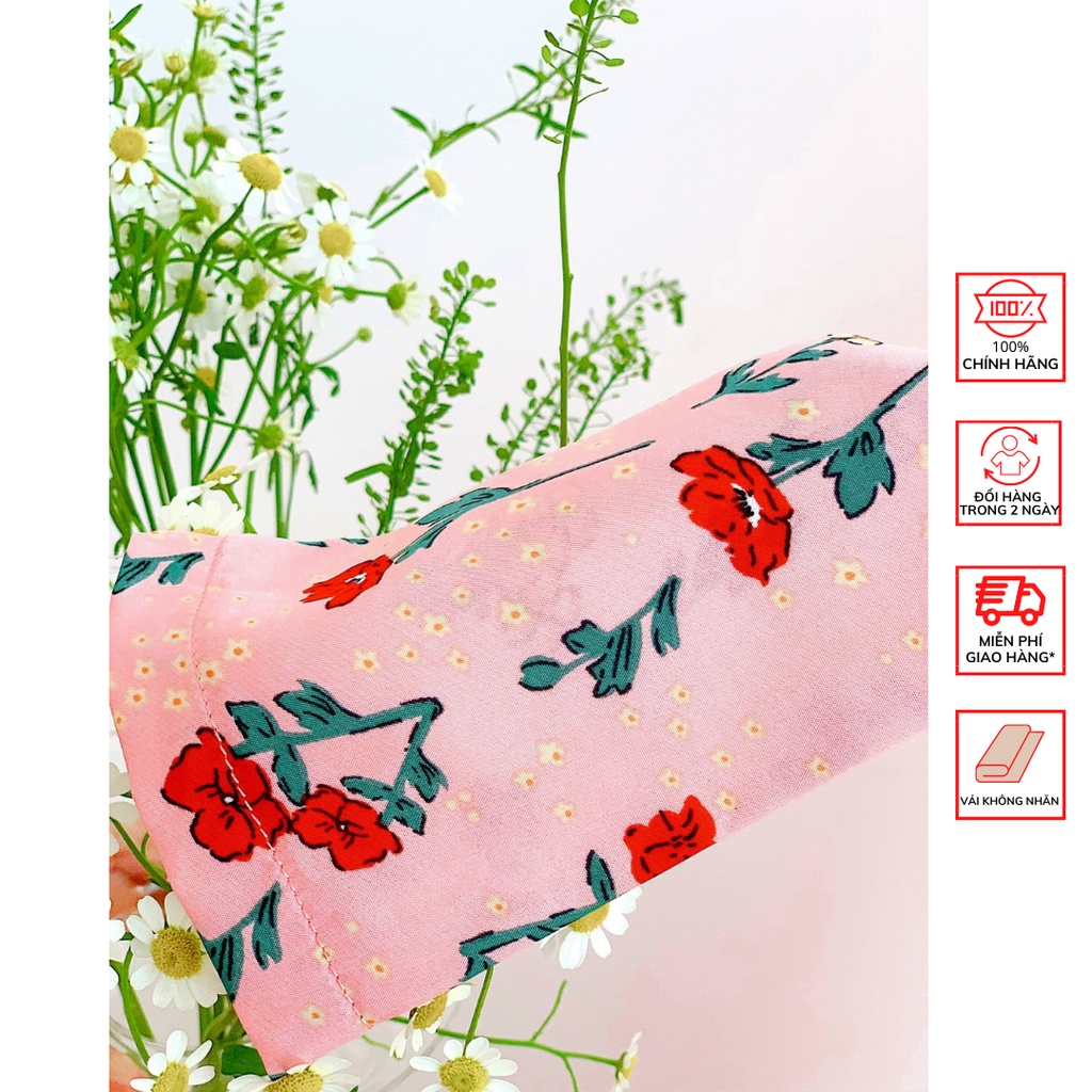 Áo Dài FOR HER Hồng Hoa Đỏ Cam AD01622