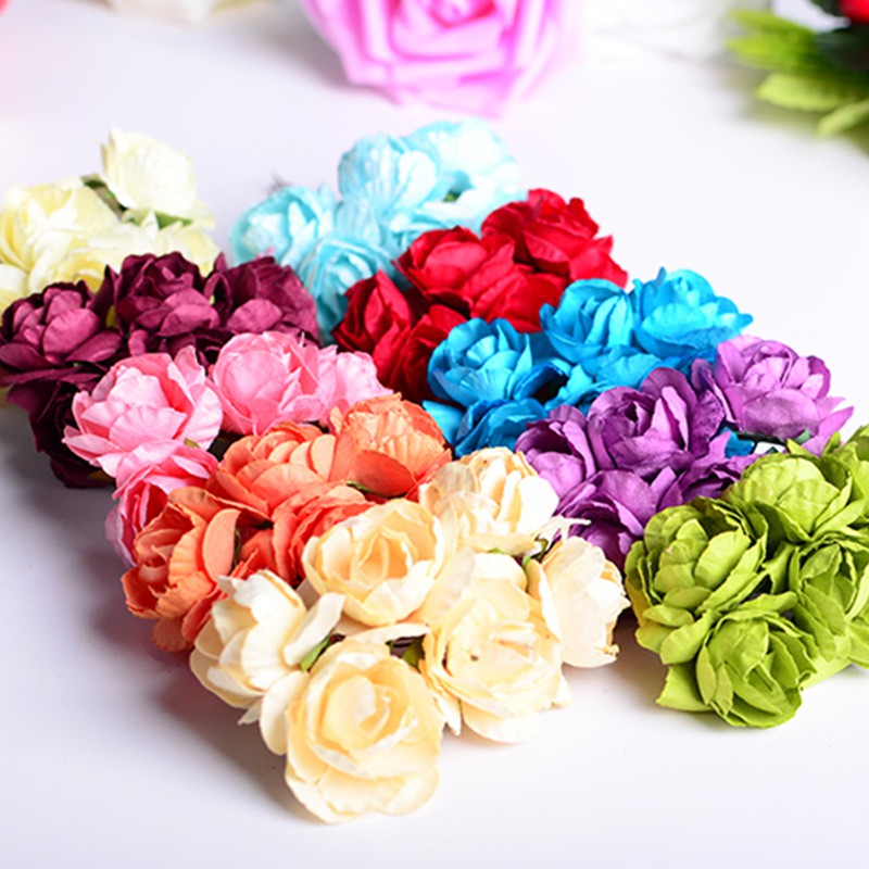 Hoa giấy to 2,5cm chùm 6 bông phụ kiện handmade