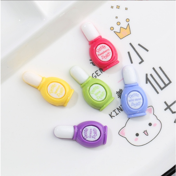 Charm lọ sơn móng tay cho các bạn trang trí bình nước, dán Jibbitz, kẹp tóc, vỏ ốp điện thoại, DIY