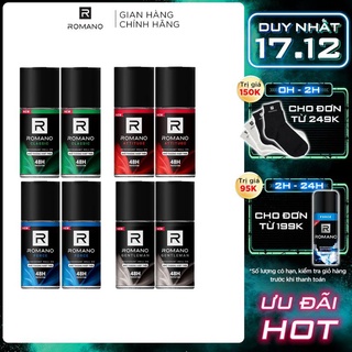 Combo 2 Lăn khử mùi nam Romano kháng khuẩn & khô thoáng cả ngày 50ml/chai