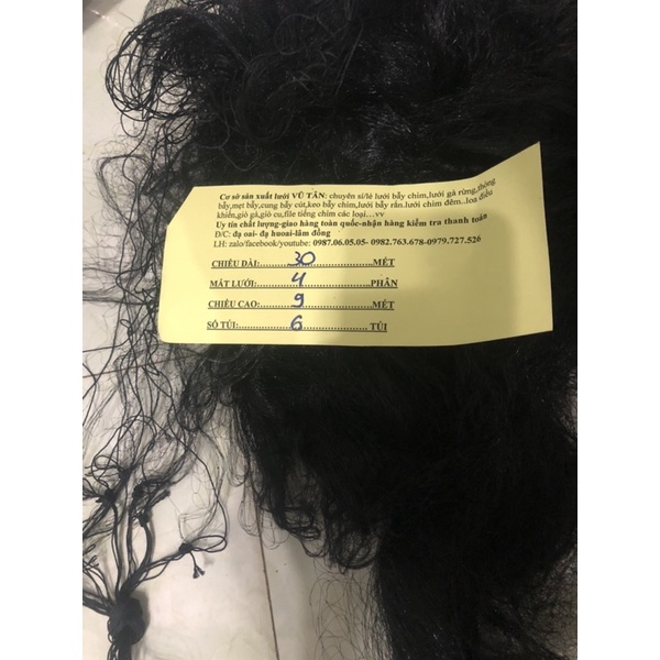 Lưới bắt chim sẻ cao 9m dài 30m 6 túi tàng hình