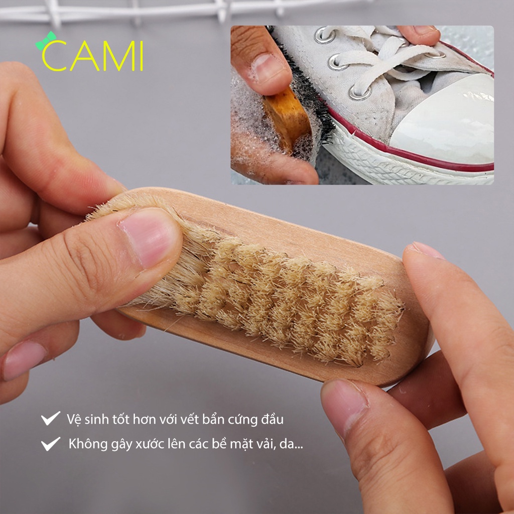 Bàn chải cán gỗ, nhỏ gọn tiện lợi sử dụng trong vệ sinh giày dép và vệ sinh móng tay - Cami - CMPK239