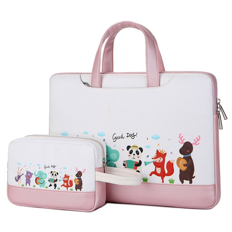 Cặp đựng laptop chống sốc , macbook, có quai đeo chéo, hình Panda có đai gài hành lý