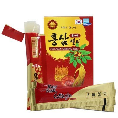 Thạch collagen tinh chất hồng sâm Collagen Gingsen Jelly hỗ trợ làm đẹp da và chống oxy hóa (Hộp 10 gói)