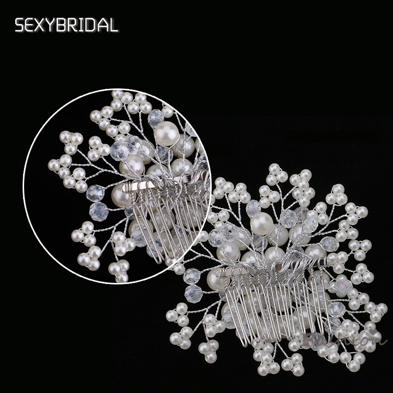 Lược Cài Tóc Cô Dâu Đính Ngọc Trai Nhân Tạo