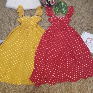 Đầm Maxi Chấm Bi Viền Ren