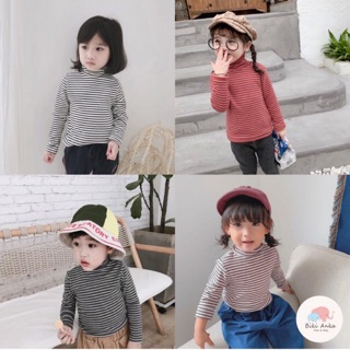 Áo thun cotton cổ cao cho bé trai bé gái mẫu mới nhất 2019