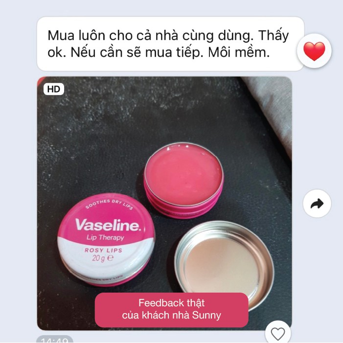 Son dưỡng môi Vaseline 20g dạng hũ thiếc hồng Rose lips