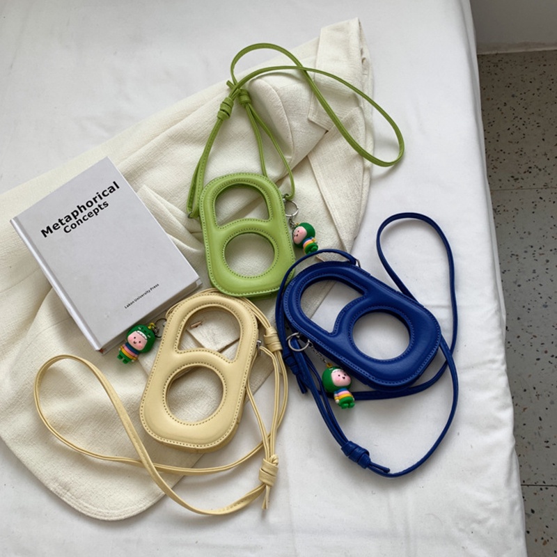 Túi đeo chéo mini IELGY màu trơn có móc khóa dùng đựng điện thoại dành cho nữ