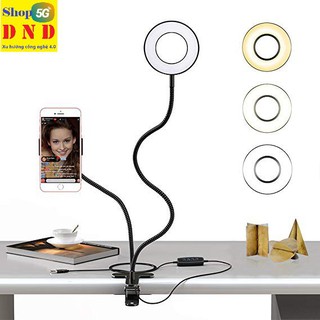 Đèn livestream 2 in 1, có đèn tăng giảm độ sáng đổi màu, kẹp điện thoại. Đều có thể uốn cong các hướng